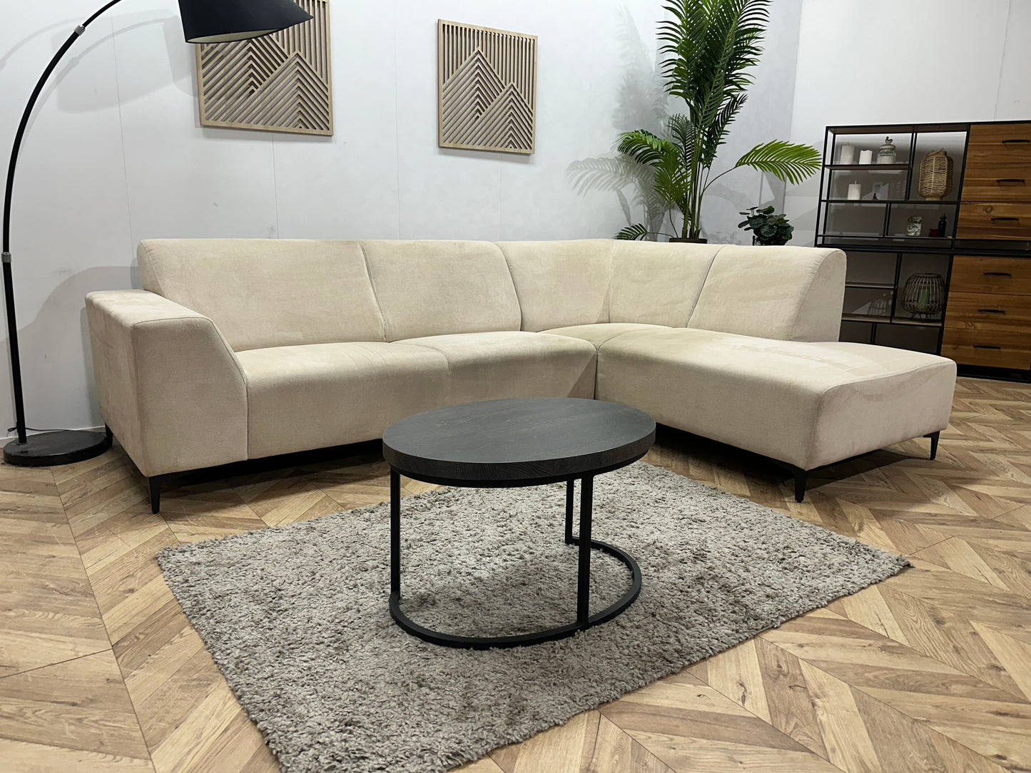 !Showroommodel! Crème Suède Stoffen Hoekzetel