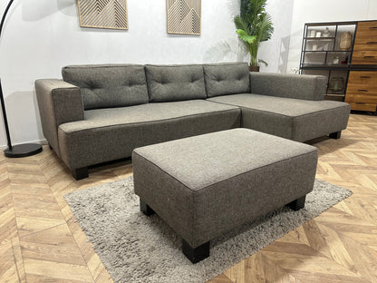 Antraciet Hoekzetel Inc Hocker ~ Losse Rugkussens Met Afneembare Hoezen