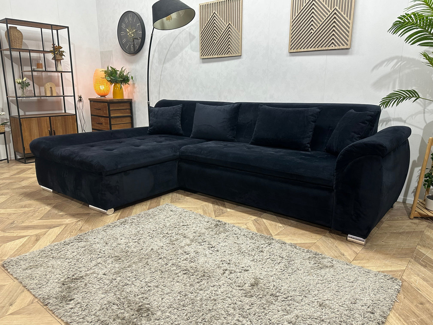 !Showroommodel! Zwarte Velvet Hoekzetel ~ Slaapfunctie