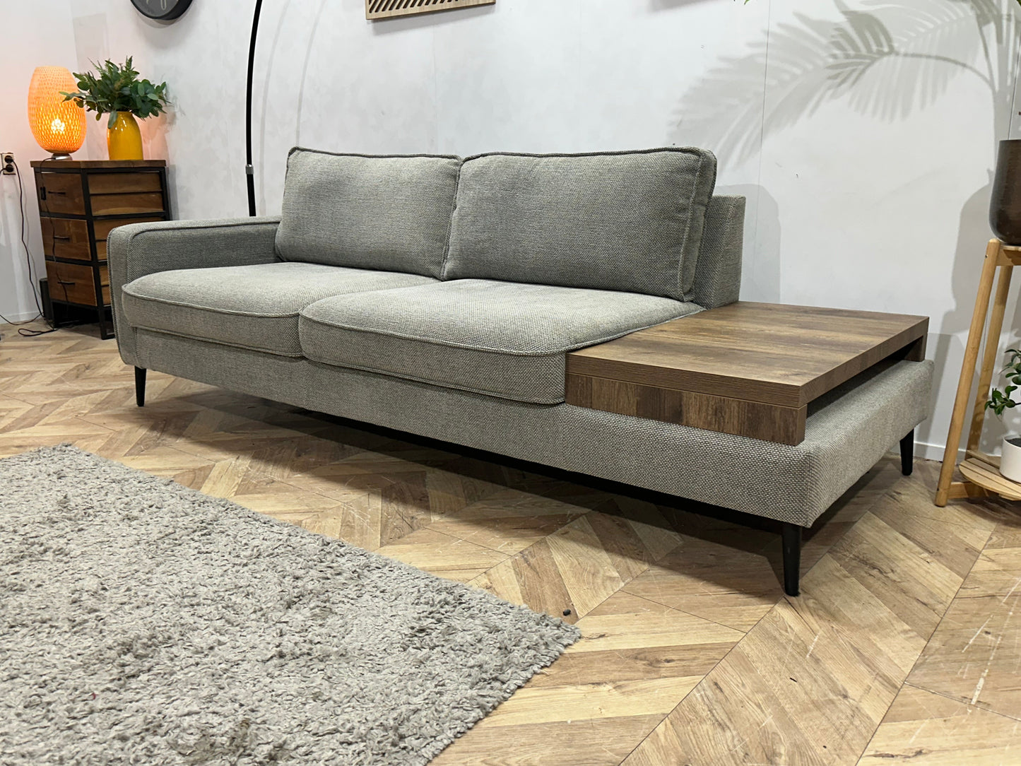 Grijze 2.5-Zits Zetel Inc Tafel ~ Losse Kussens Met Afneembare Hoezen