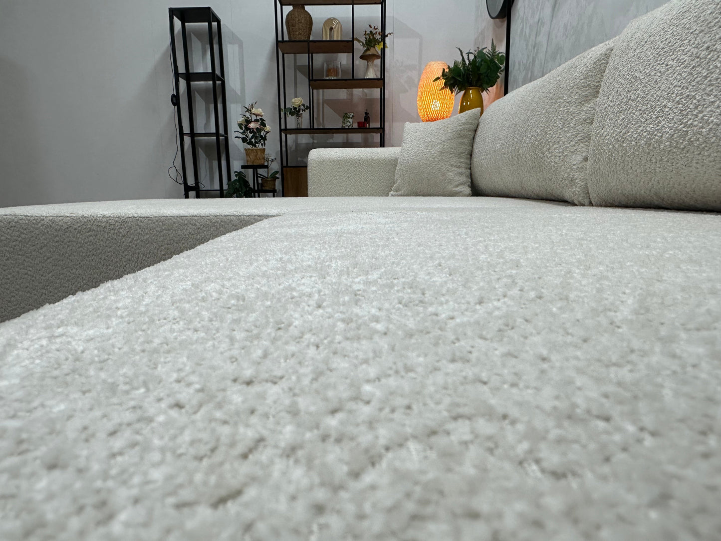 !Showroommodel! Witte Bouclé Hoekzetel