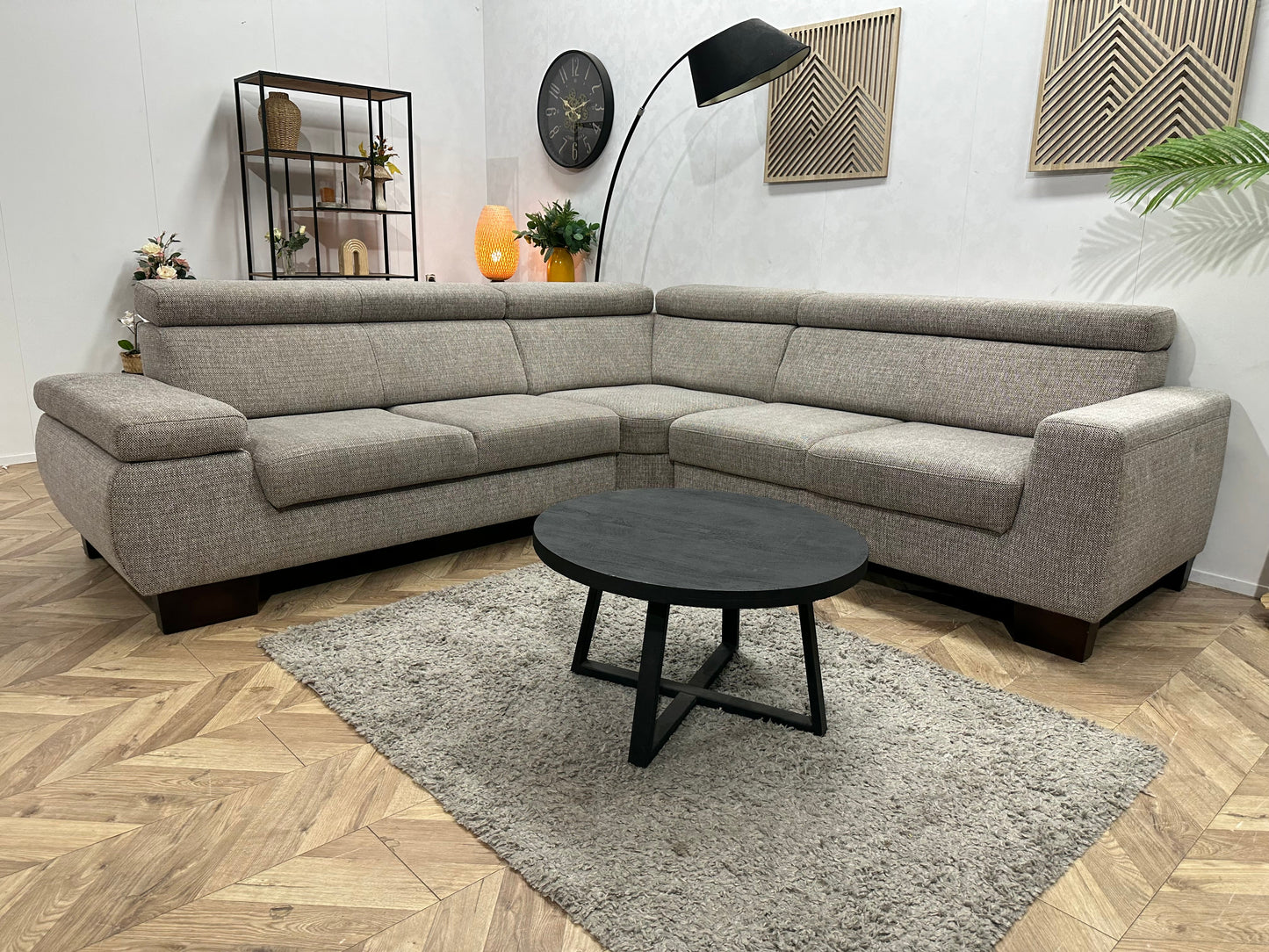 Beige Stoffen Hoekzetel ~ Verstelbare Arm/Hoofdsteunen