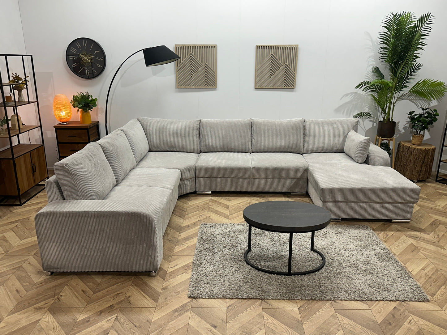 !Showroommodel! Licht Grijze Ribstof U Zetel