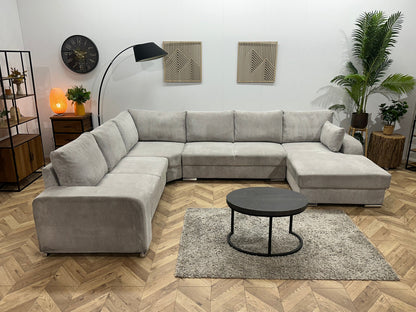 !Showroommodel! Licht Grijze Ribstof U Zetel