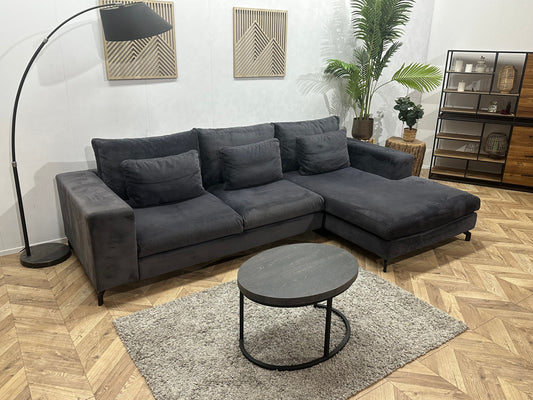 Antraciet Velvet Hoekzetel ~ Losse Kussens Met Afneembare Hoezen