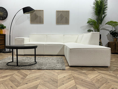 !Showroommodel! Witte Ribstof Hoekzetel ~ Vaste kussens