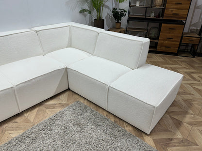 !Showroommodel! Witte Ribstof Hoekzetel ~ Vaste kussens