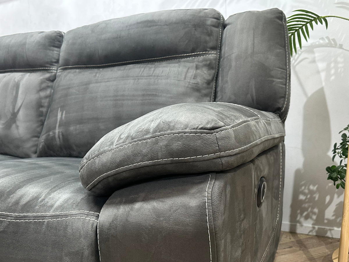 Antraciet Suède Stoffen Bankenset Inc Fauteuil ~ Relax/USB Functie