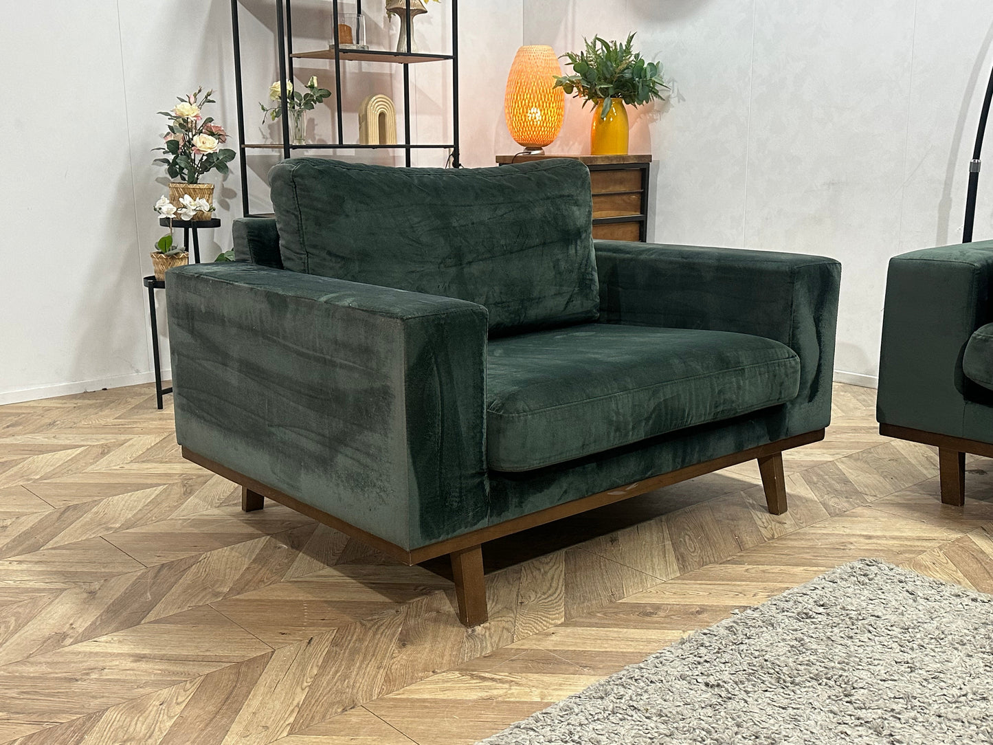Groene Velvet Zetels Set Inc Hockers ~ Losse Kussens Met Afneembare Hoezen