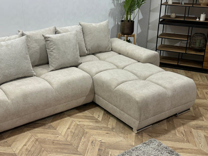 !Showroommodel! Crème Velvet U Zetel ~ Losse Ribstof Rugkussens