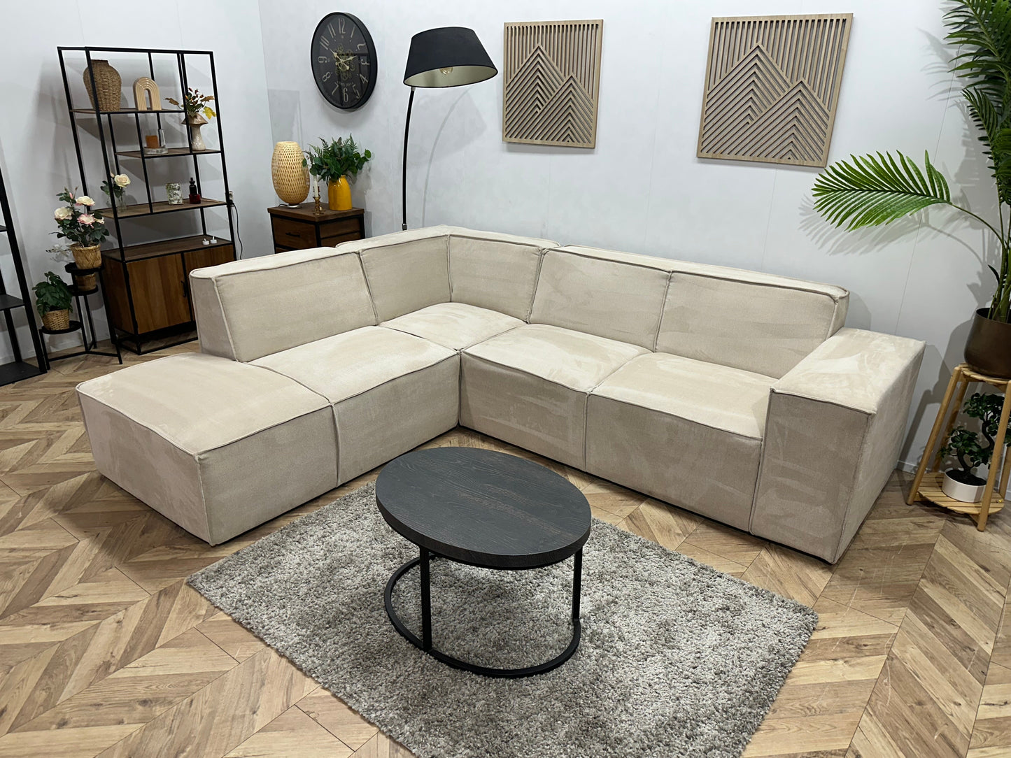 !Showroommodel! Crème Suède Stoffen Hoekzetel