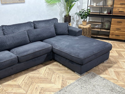 Antraciet Velvet U Zetel ~ Losse Kussens Met Afneembare Hoezen