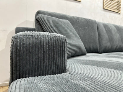 !Showroommodel! Blauwe Ribstof Hoekzetel ~ Losse Rugkussens
