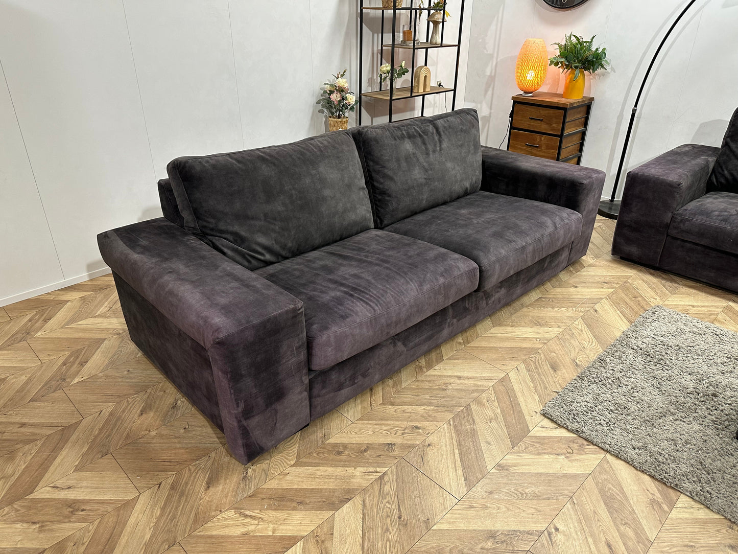 Antraciet Velvet Zetels Set ~ Losse Kussens
