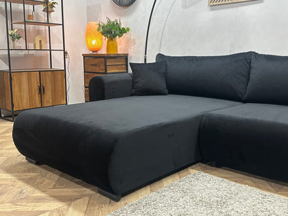 !Showroommodel! Zwarte Velvet Hoekzetel