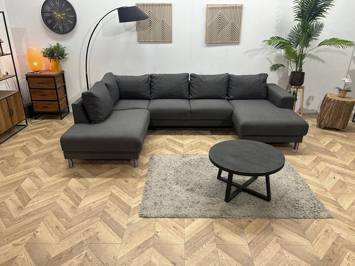 Antraciet U Zetel ~ Losse Rugkussens Met Afneembare Hoezen