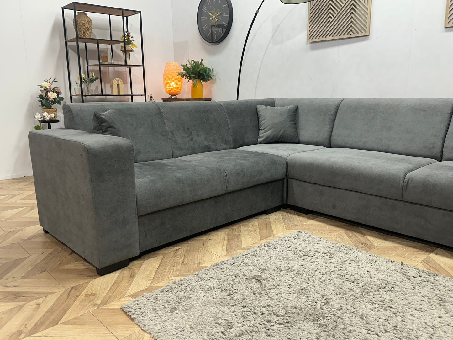!Showroommodel! Grijze Velvet Hoekzetel
