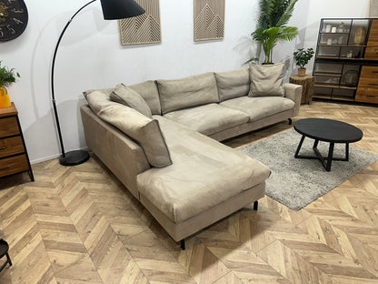 Taupe Velvet Hoekzetel ~ Losse Kussens Met Afneembare Hoezen