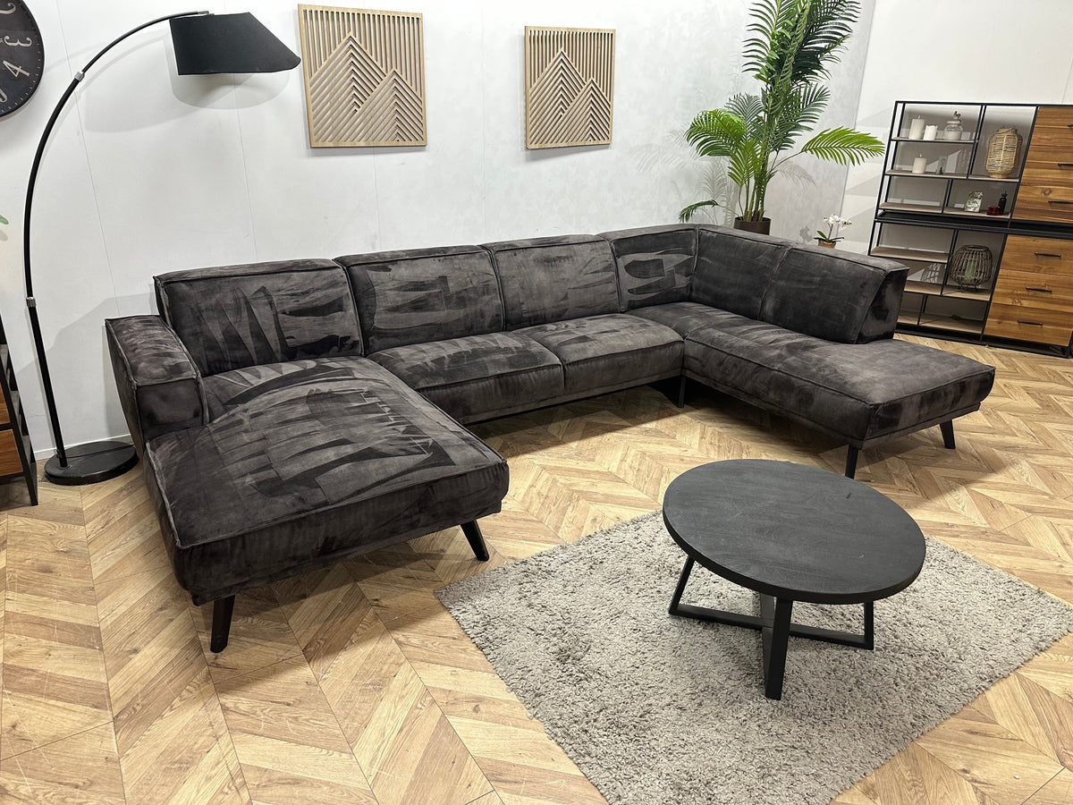 Antraciet Velvet U Zetel ~ Vaste Kussens