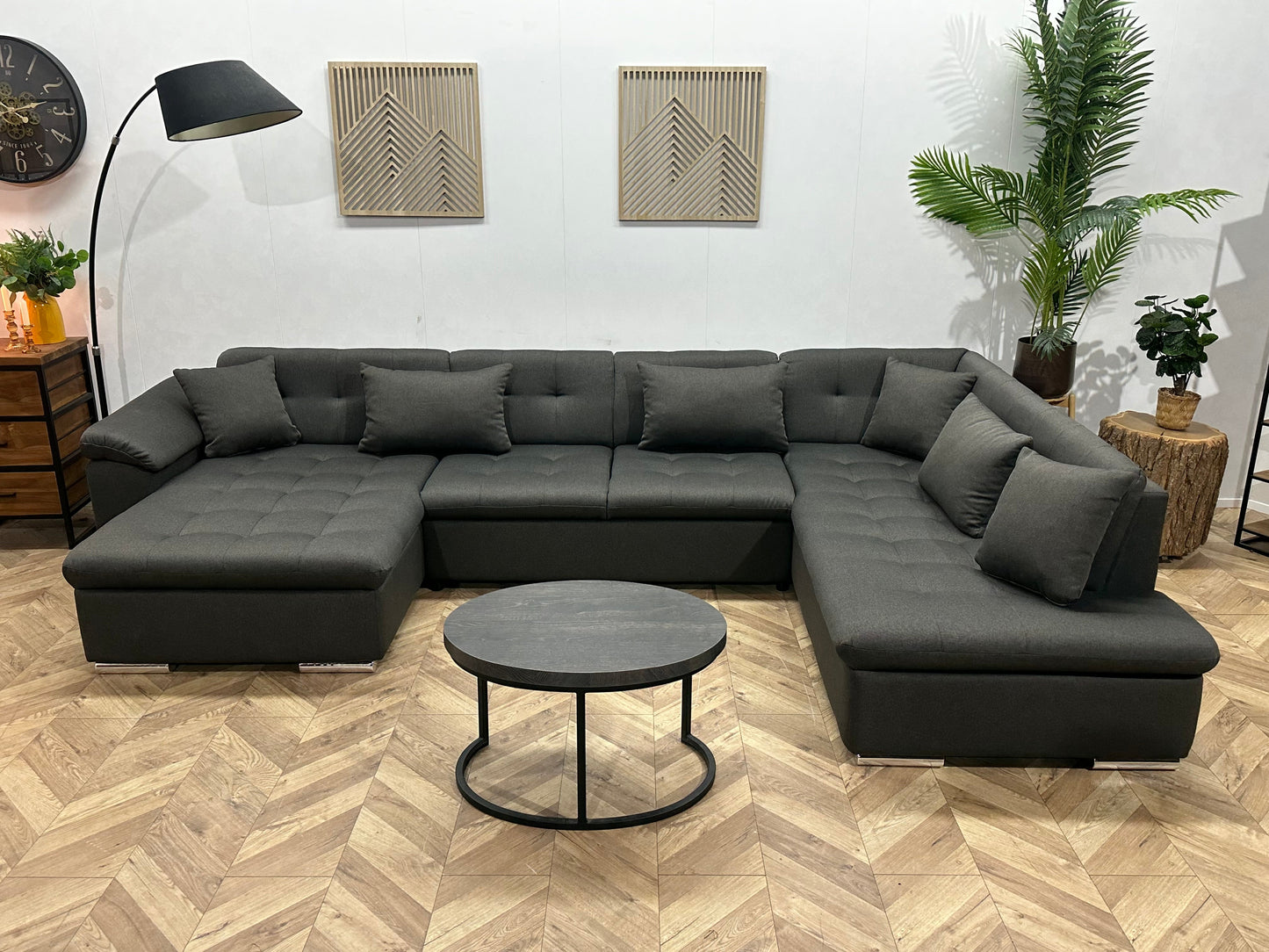 !Showroommodel! Grijze Suède Stoffen U Zetel