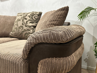 Bruine Ribstof/Suede Stoffen Hoekzetel ~ Losse Kussens Met Afneembare Hoezen