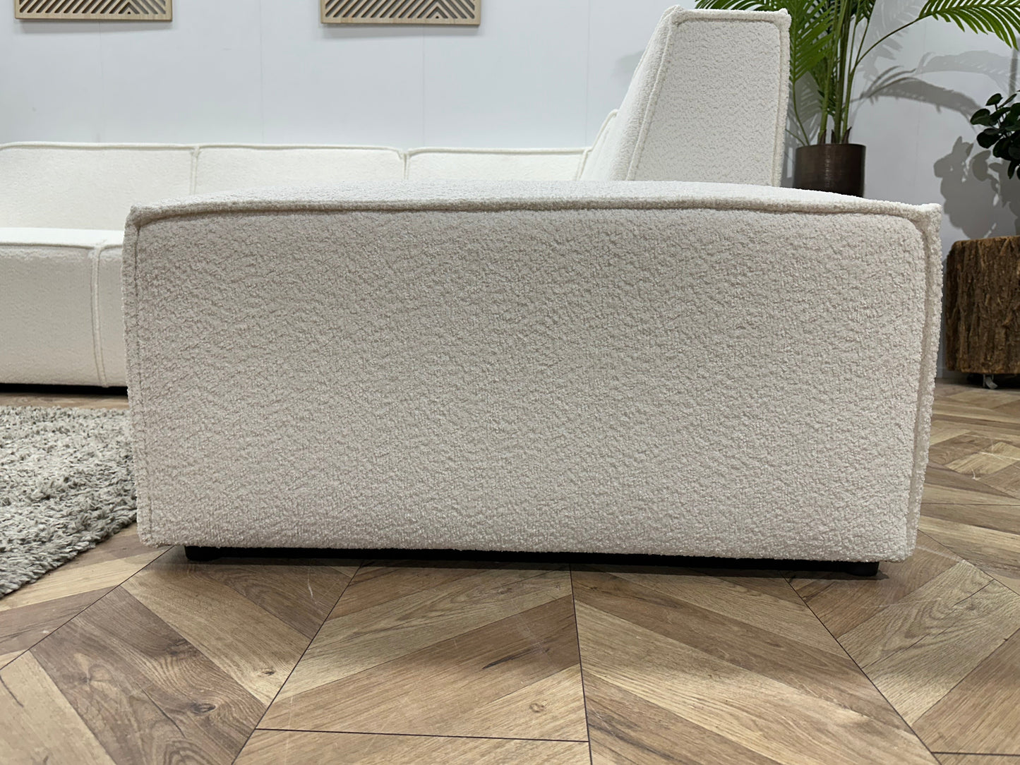 !Showroommodel! Witte Ribstof Hoekzetel ~ Vaste kussens