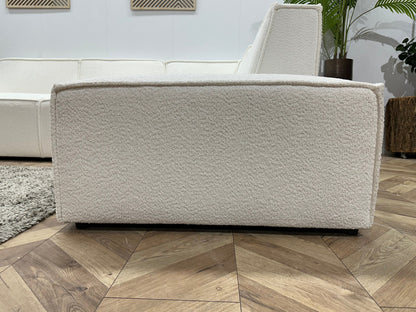 !Showroommodel! Witte Ribstof Hoekzetel ~ Vaste kussens