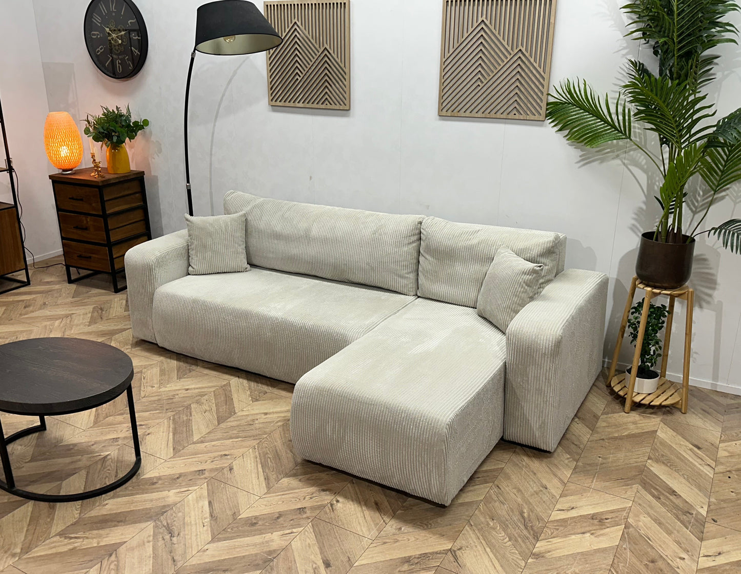 !Showroommodel! Witte Ribstof Hoekzetel