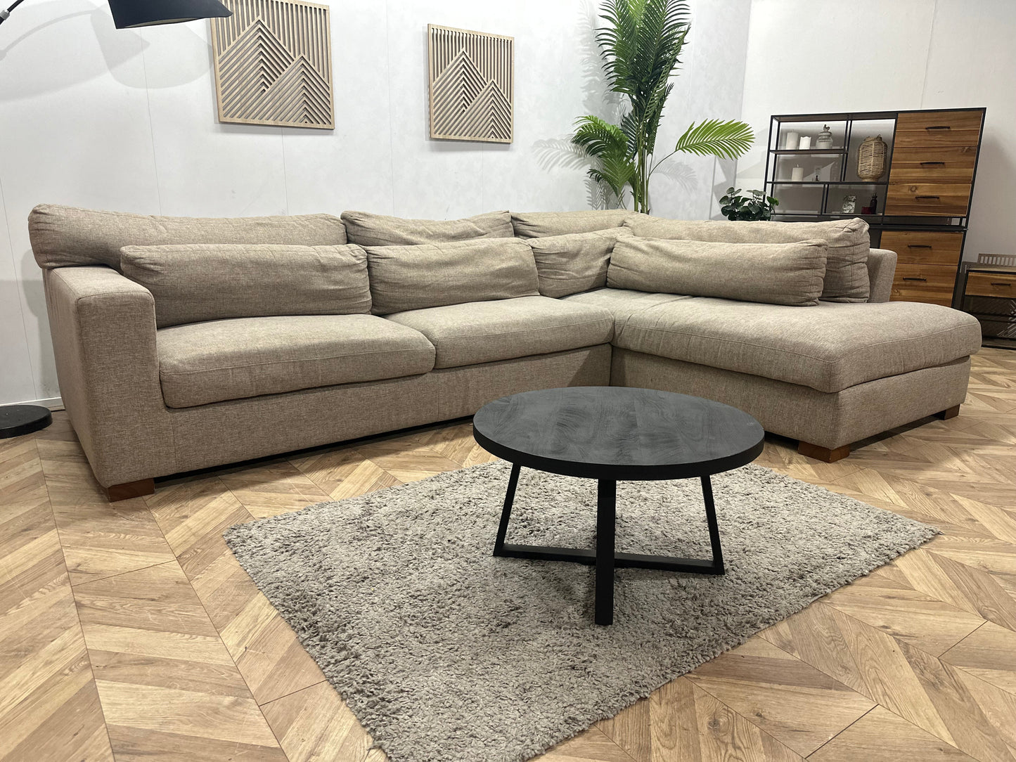 Beige Hoekzetel ~ Losse Kussens Met Afneembare Hoezen