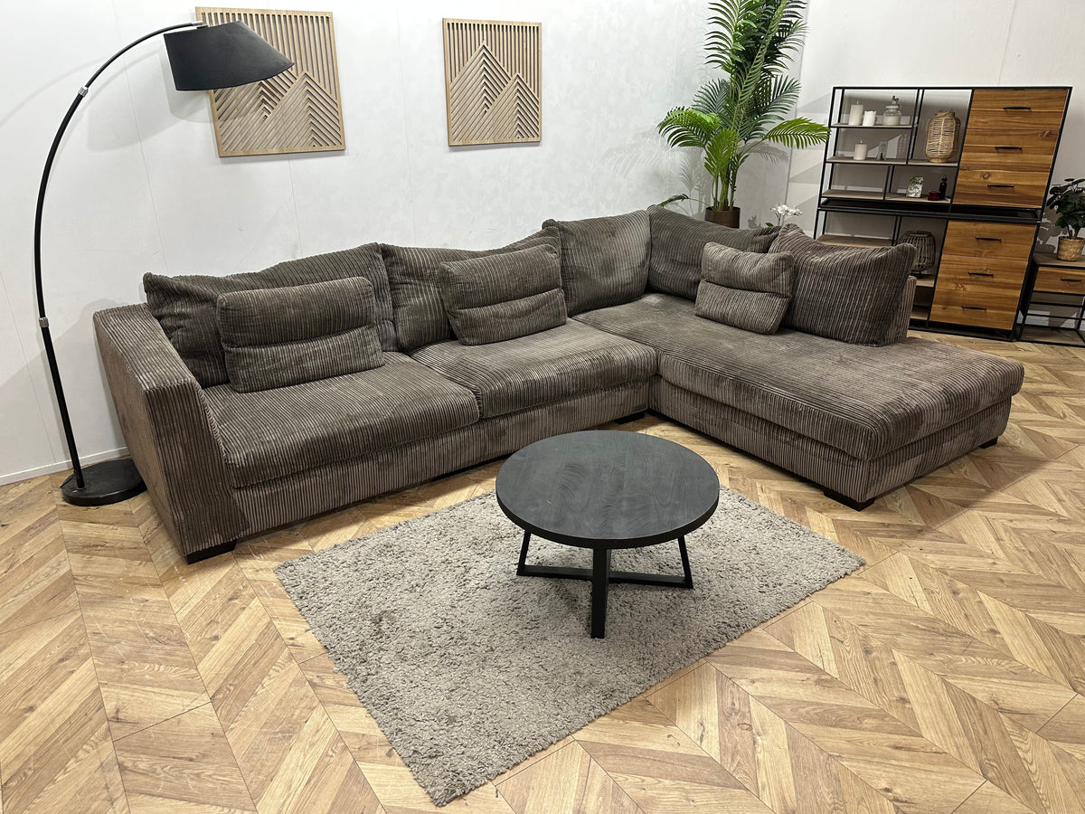 Taupe Ribstof Hoekzetel ~ Inruilvoordeel