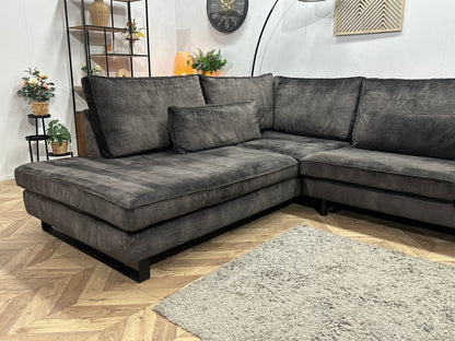Antraciet Velvet Hoekzetel ~ Losse Kussens Met Afneembare Hoezen