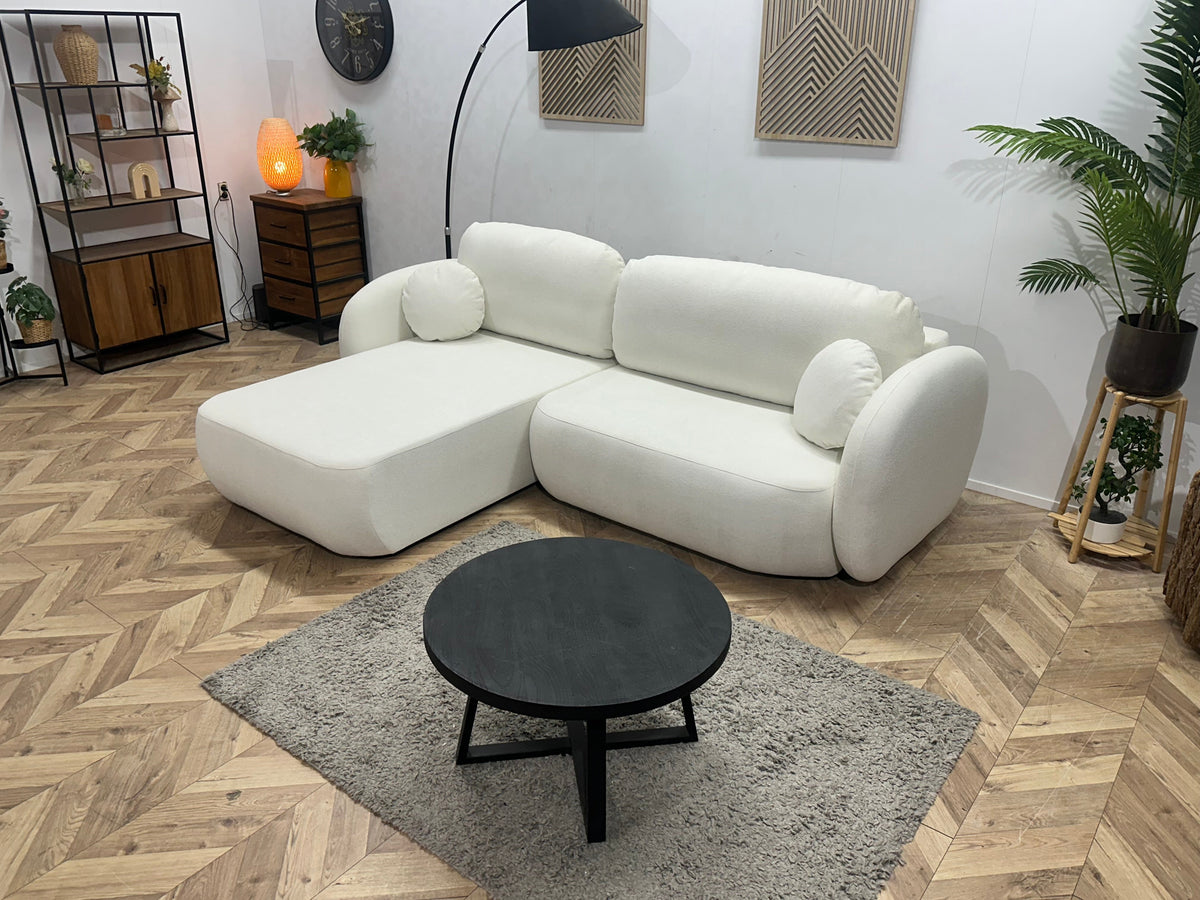!Showroommodel! Witte Velvet Hoekzetel ~ Slaapfunctie