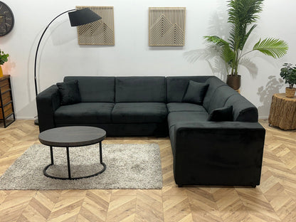 !Showroommodel! Zwarte Velvet Hoekzetel