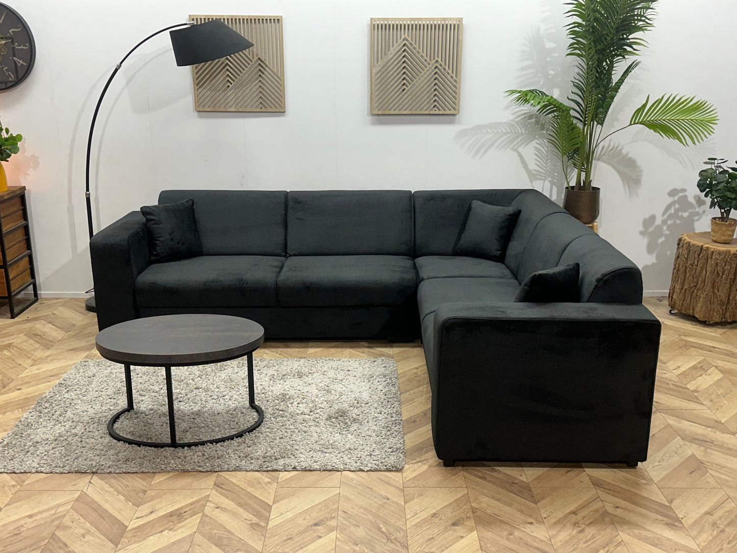 !Showroommodel! Zwarte Velvet Hoekzetel