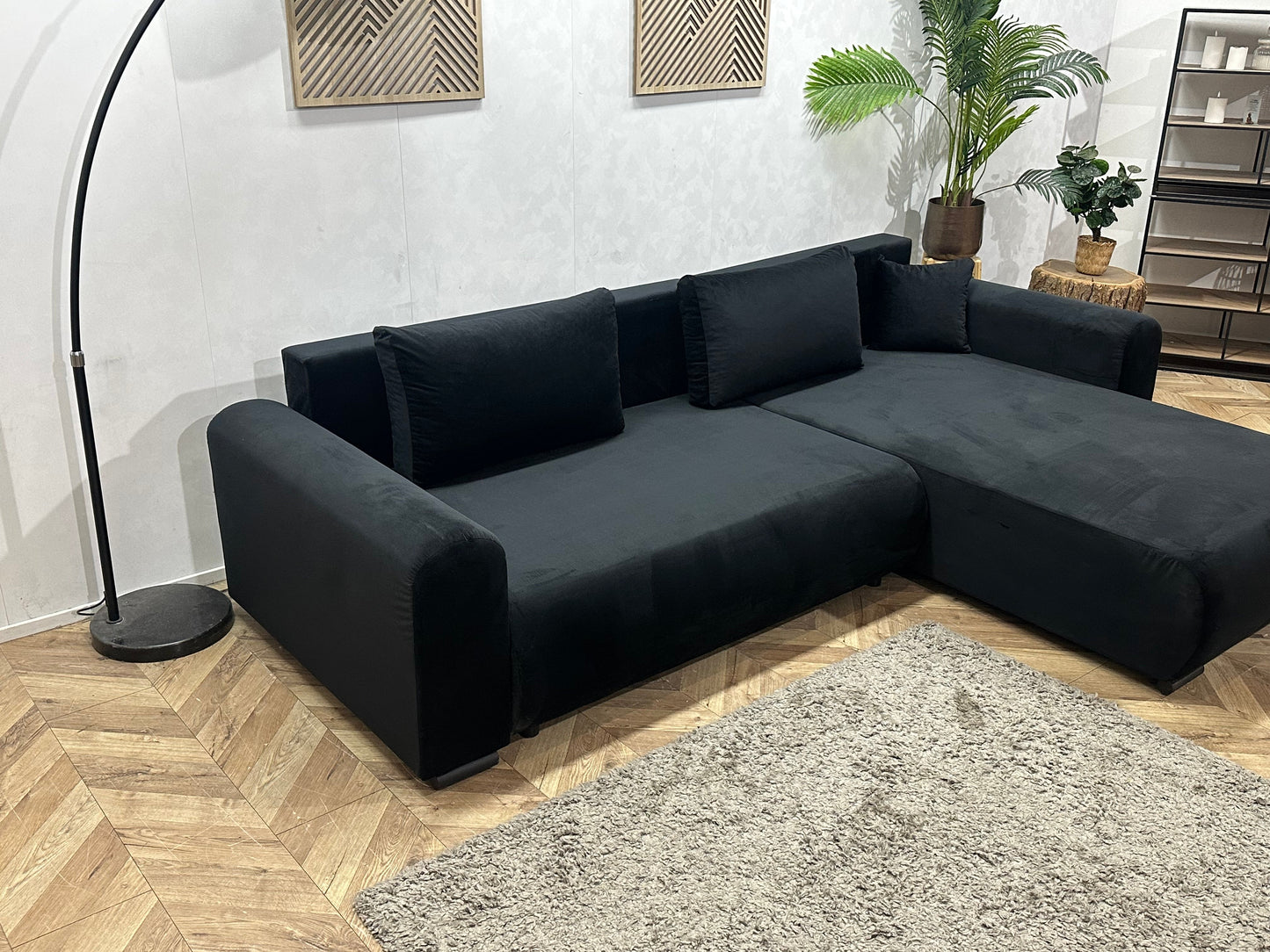 !Showroommodel! Zwarte Velvet Hoekzetel