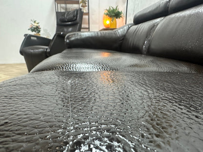 Bruine Echt Lederen 3-Zits Zetel Inc Fauteuil ~ Geïmpregneerd