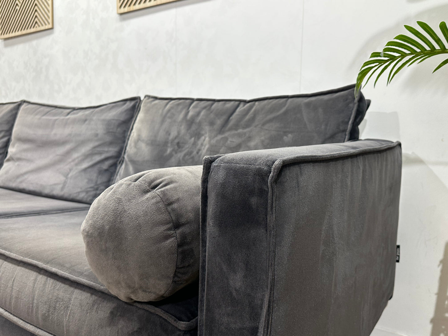 Be Pure Antraciet Velvet Inc Hocker ~ Inruilvoordeel