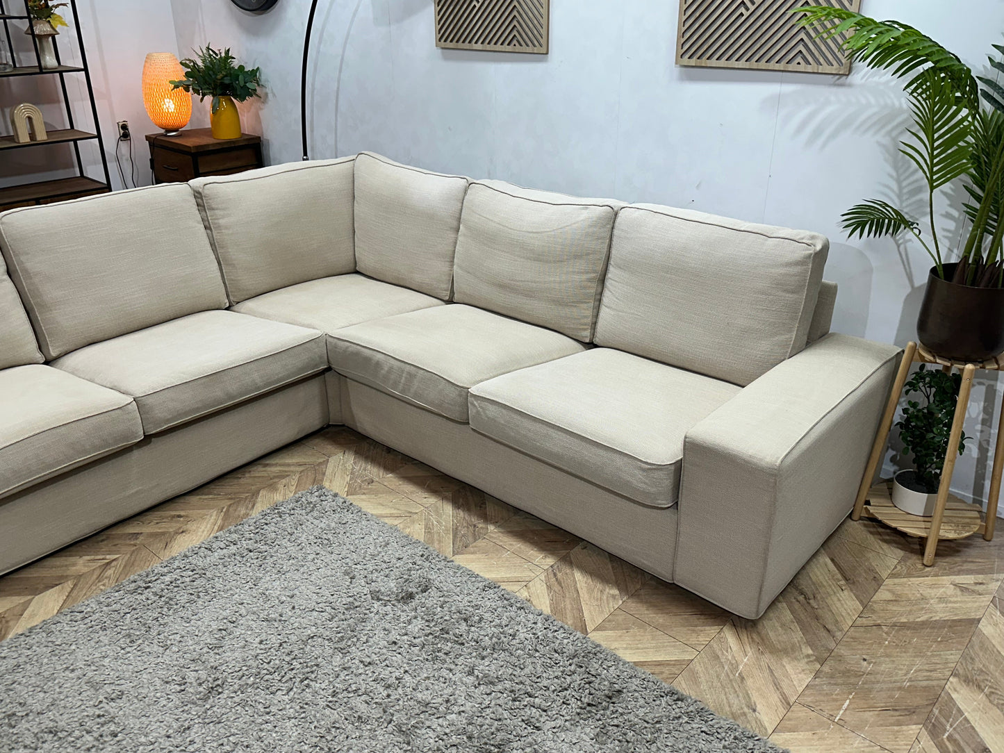 Beige Hoekzetel ~ Losse Kussens Met Afneembare Hoezen