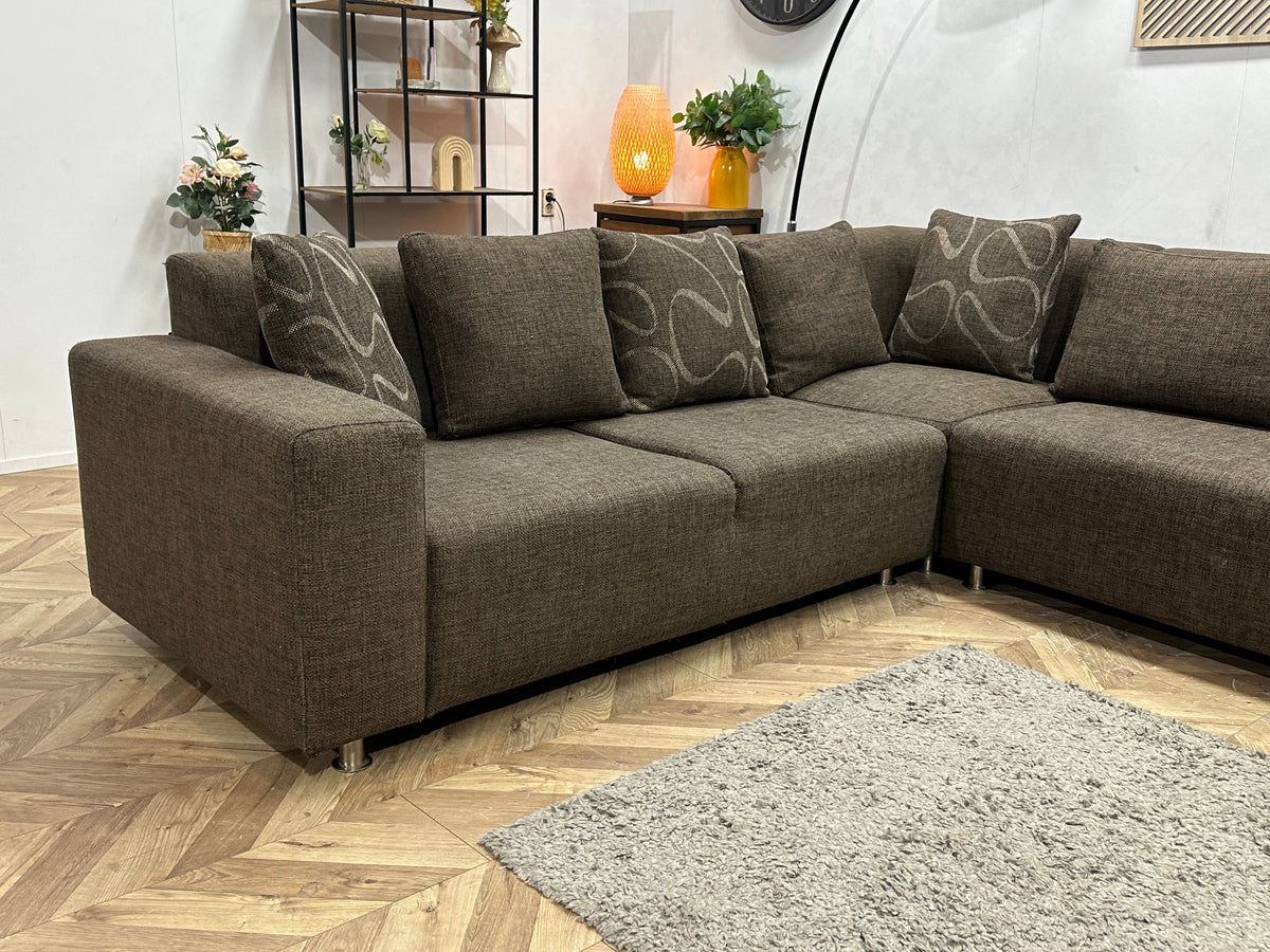 Bruine Hoekzetel ~ Losse Rugkussens  Met Afneembare Hoezen