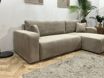 !Showroommodel! Licht Bruine Ribstof Hoekzetel