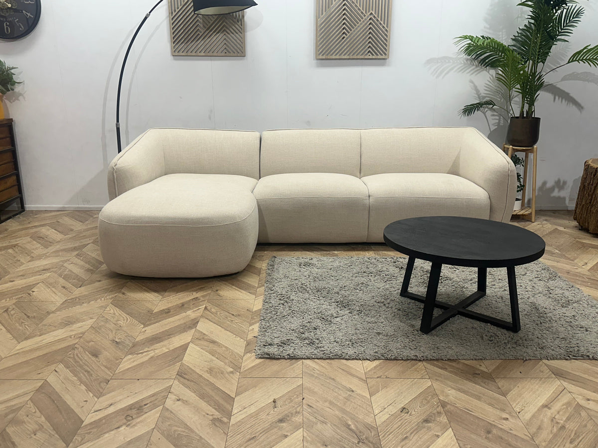 !Showroommodel! Crème Chenille Stoffen Hoekzetel