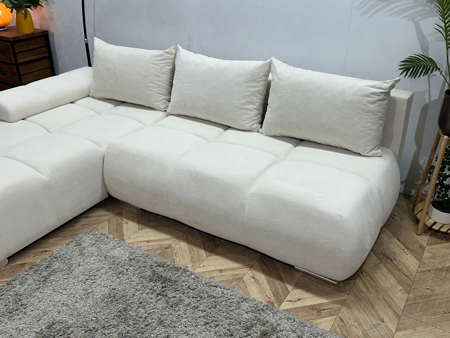 !Showroommodel! Witte Velvet Hoekzetel