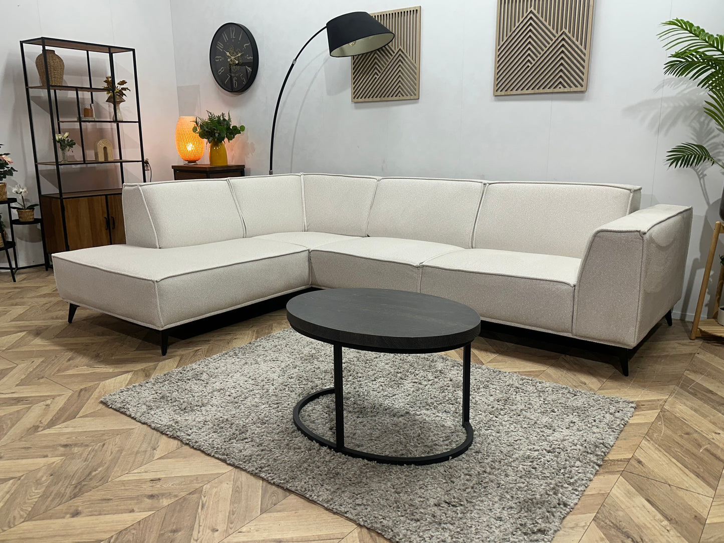 !Showroommodel! Witte Chenille Stoffen Hoekzetel
