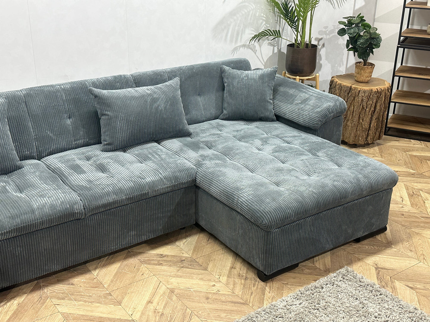 !Showroommodel! Blauwe Ribstof U Zetel