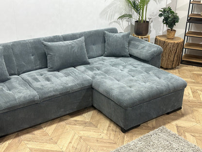 !Showroommodel! Blauwe Ribstof U Zetel