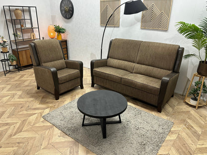 Bruine Stoffen/Lederen Zetels Set ~ Vaste Kussens