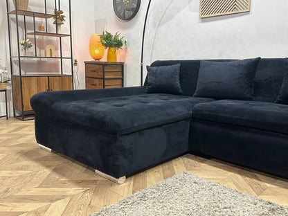 !Showroommodel! Zwarte Velvet Hoekzetel ~ Slaapfunctie