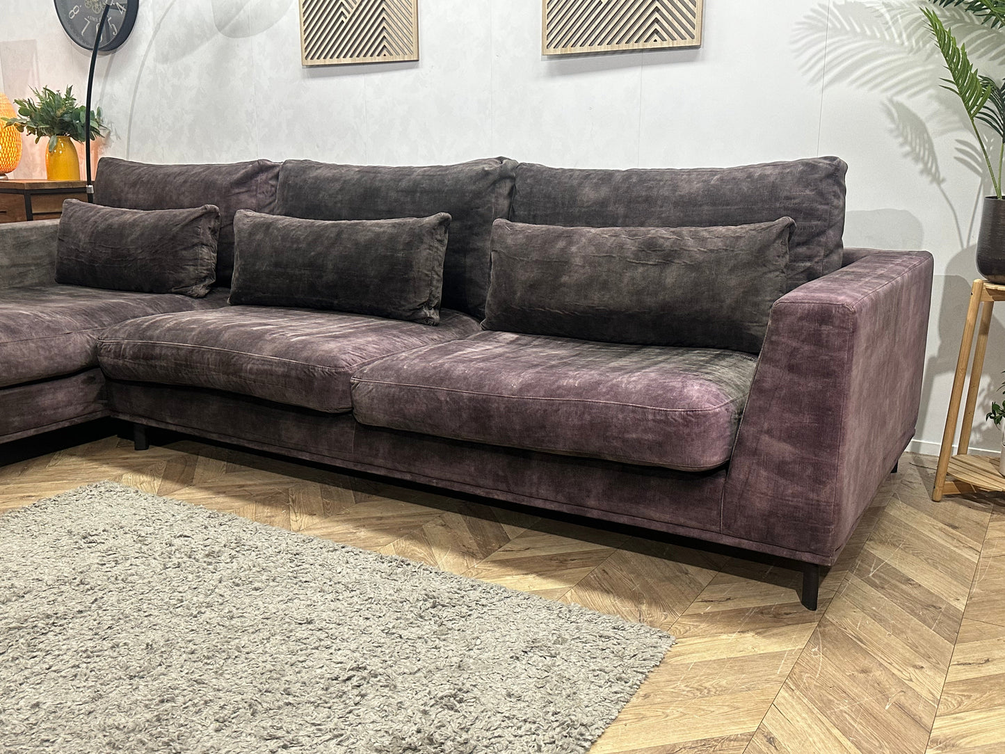 Room108 Antraciet Velvet Hoekzetel ~ Losse Kussens Met Afneembare Hoezen