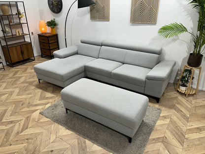 Licht Grijze Hoekzetel Inc Hocker ~ Verstelbare Arm/Hoofdsteunen