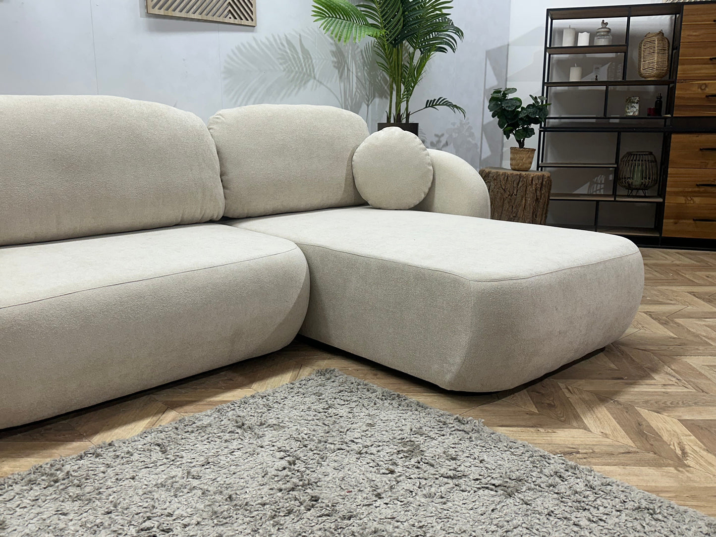 !Showroommodel! Witte/Crème Suède Stoffen Hoekzetel